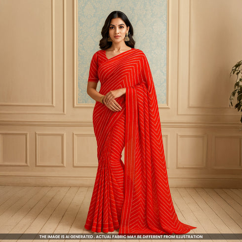 Bandhani Print Leheriya Chinon Chiffon Fabric-F4909